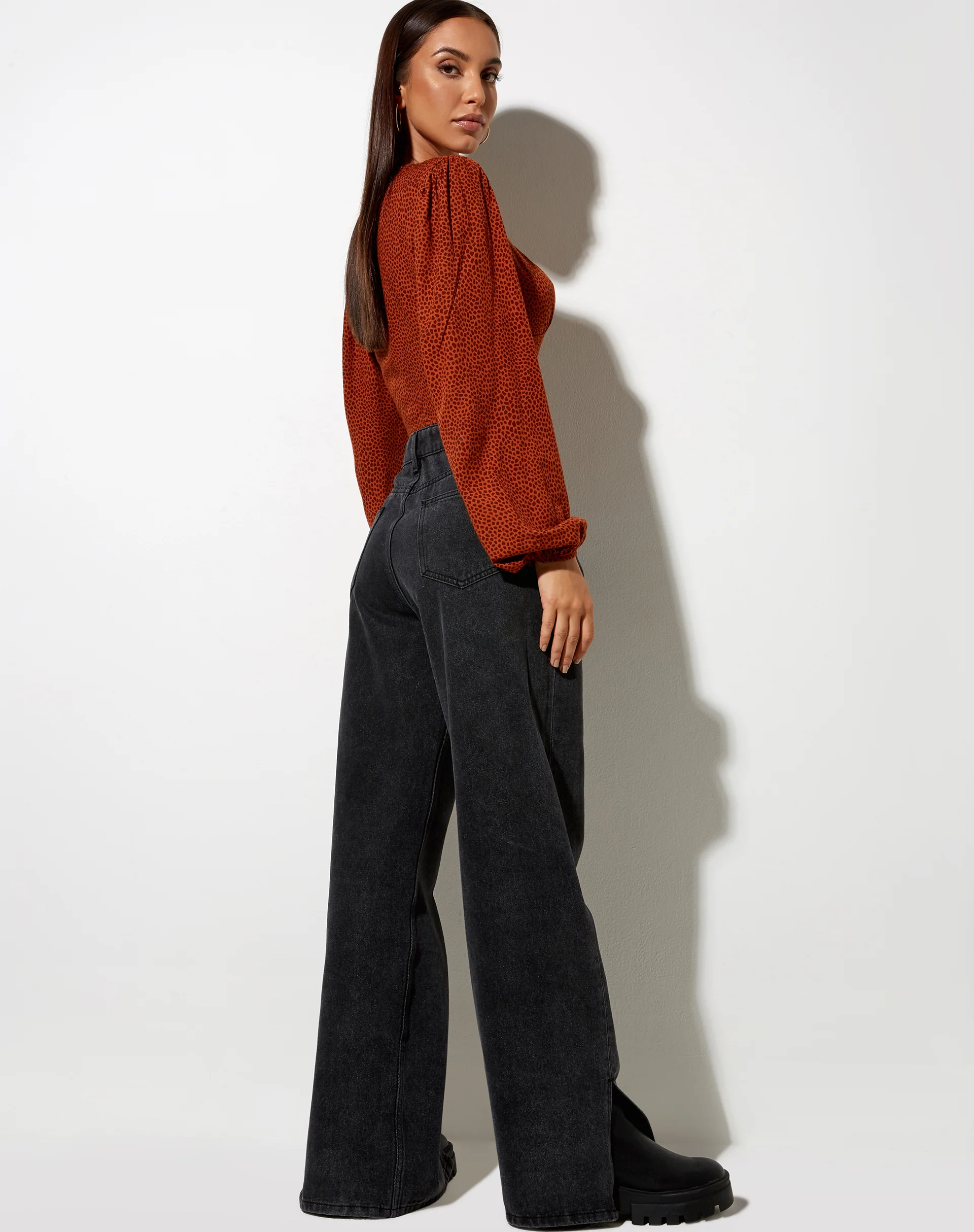 Glario Crop Top in Mini Croc Brown - Image 4