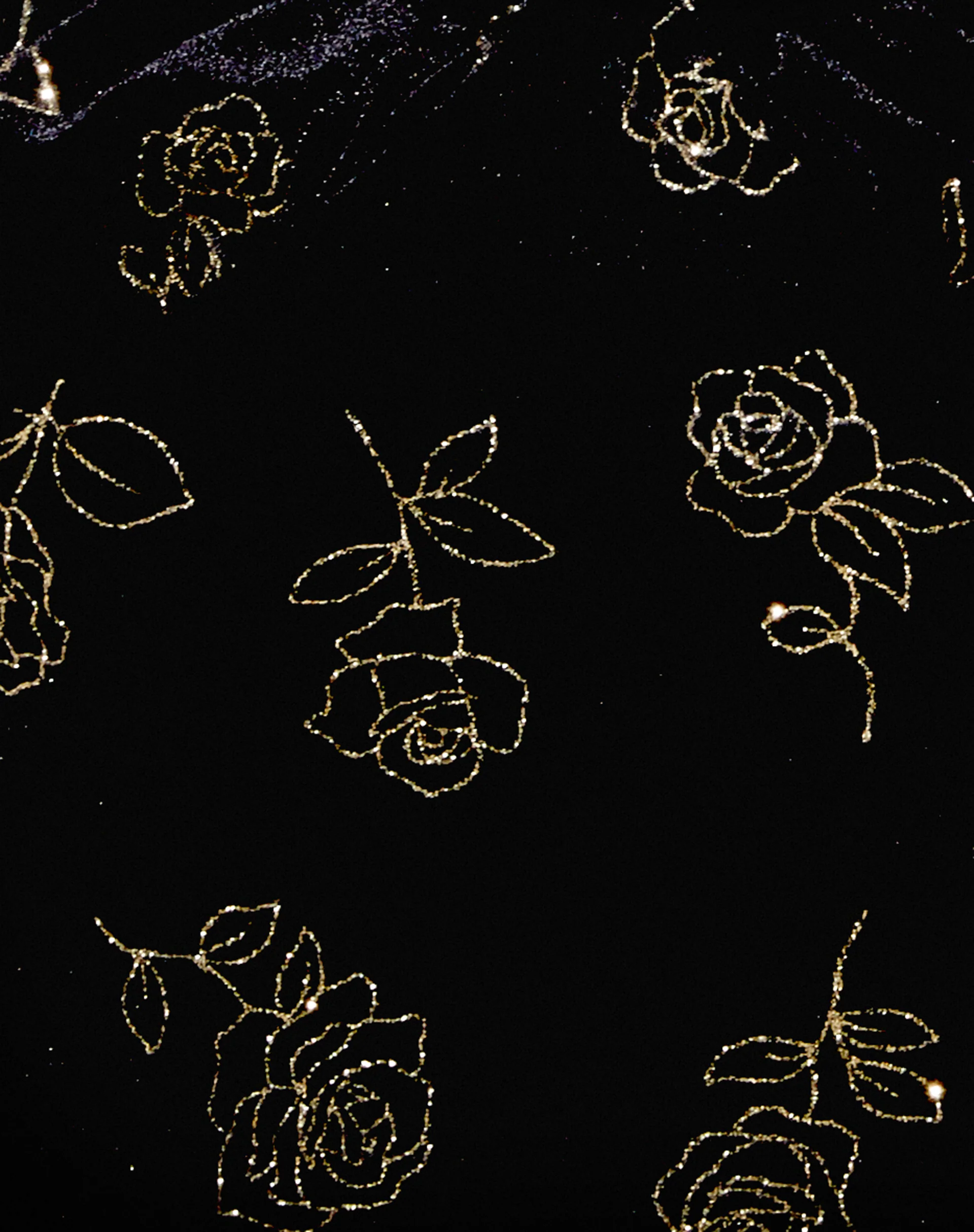 Glasty Crop Top in Black and Gold Rose Stamp - Image 5