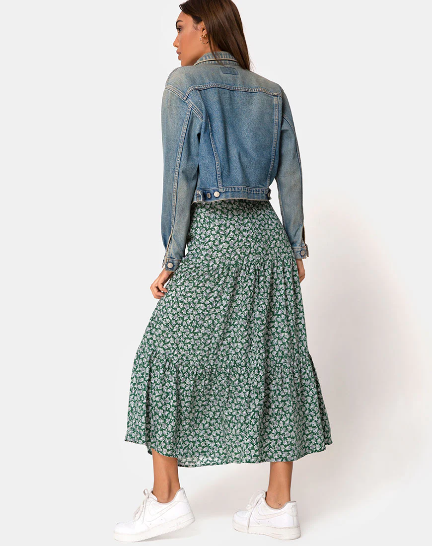 Gleas Skirt in Floral Bloom Green - Image 2