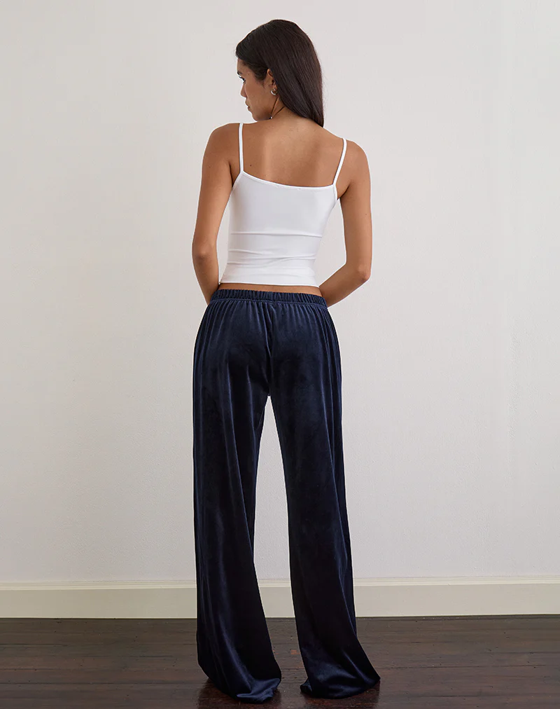 Glen Jogger in Velour Navy with 'M' Embelishment - Image 5