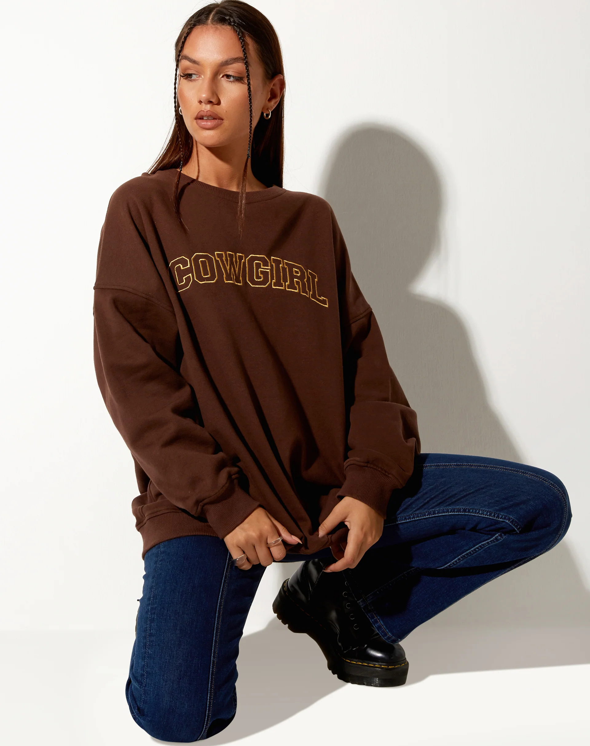 Glo Sweatshirt in Deep Mahogany with 'Cowgirl' Gold Embro - Image 4