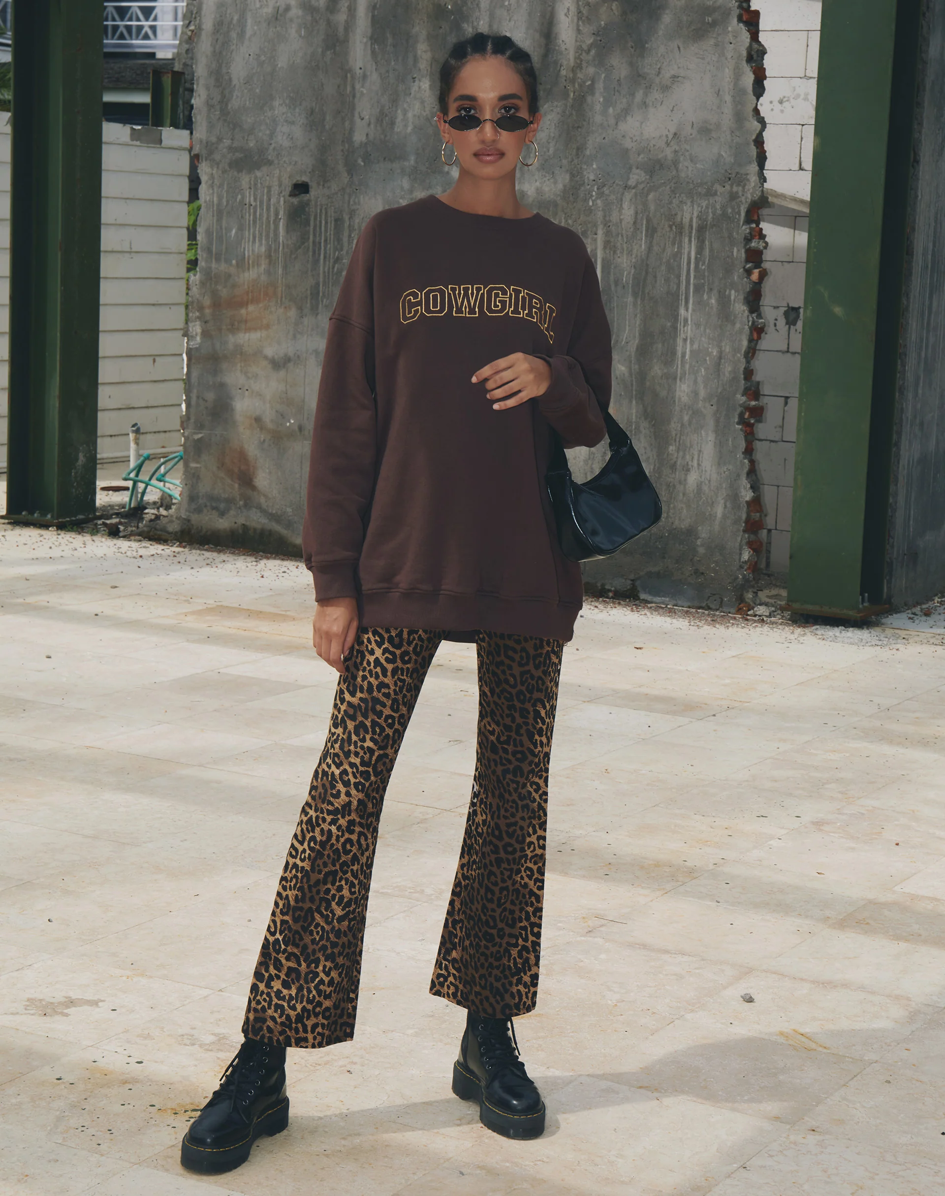 Glo Sweatshirt in Deep Mahogany with 'Cowgirl' Gold Embro - Image 7