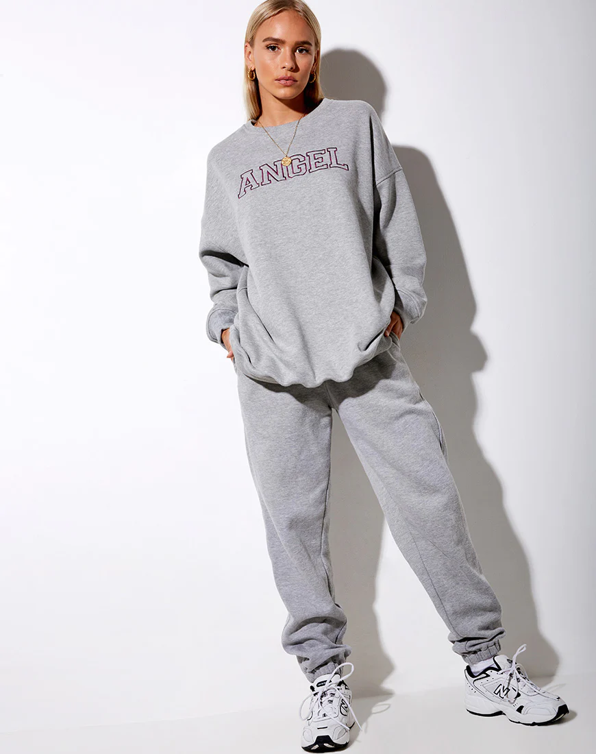Glo Sweatshirt in Greymarl 'Angel' Embro in Burgundy - Image 5