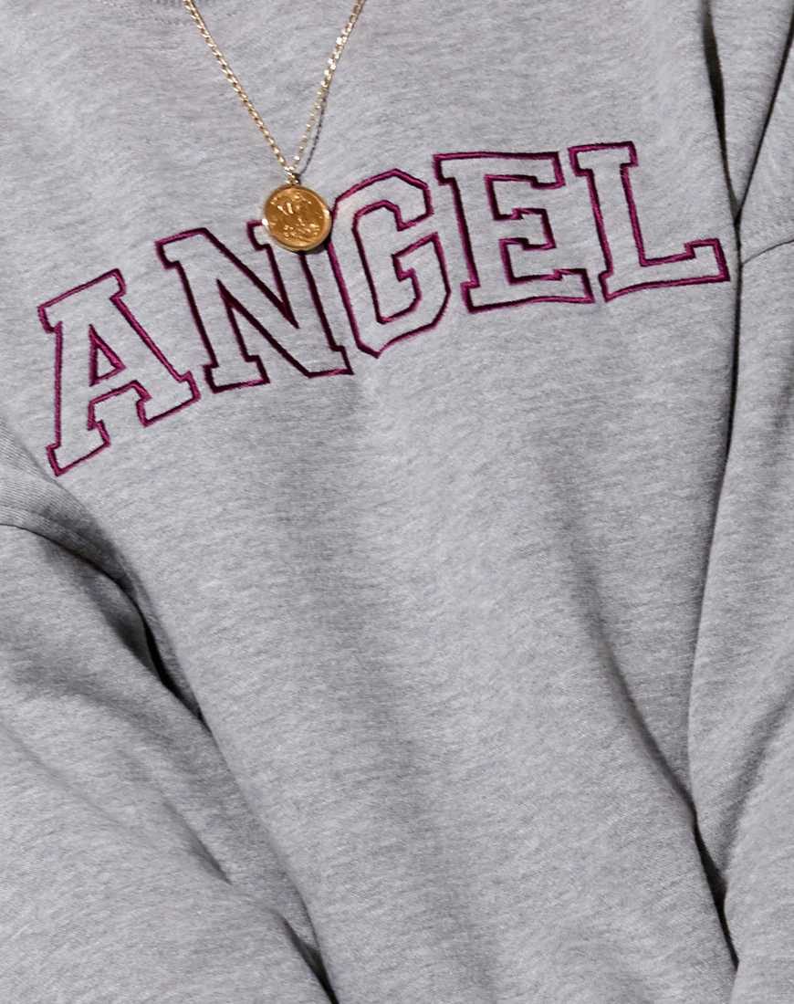 Glo Sweatshirt in Greymarl 'Angel' Embro in Burgundy - Image 7