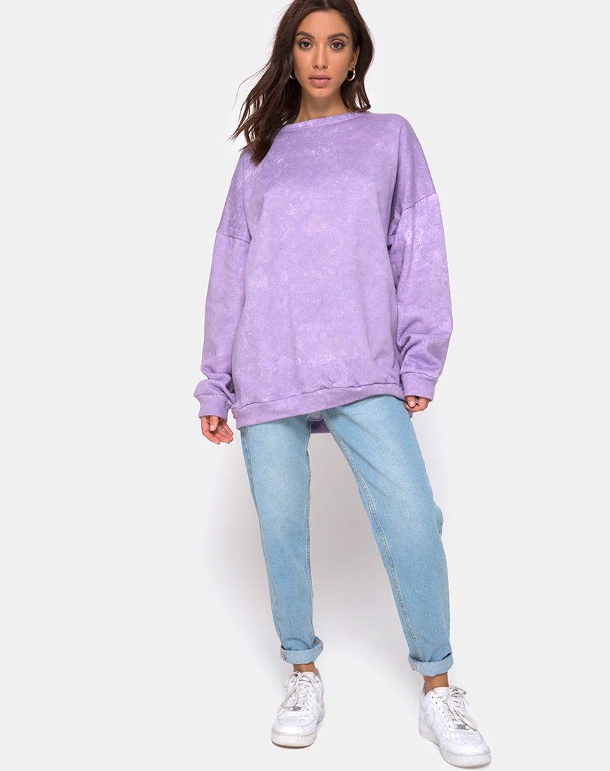 Glo Sweatshirt in Purple Acid Wash - Image 3
