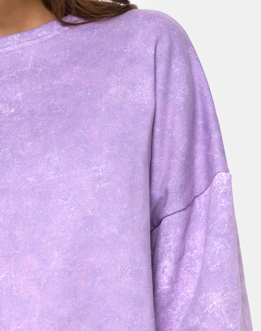 Glo Sweatshirt in Purple Acid Wash - Image 5