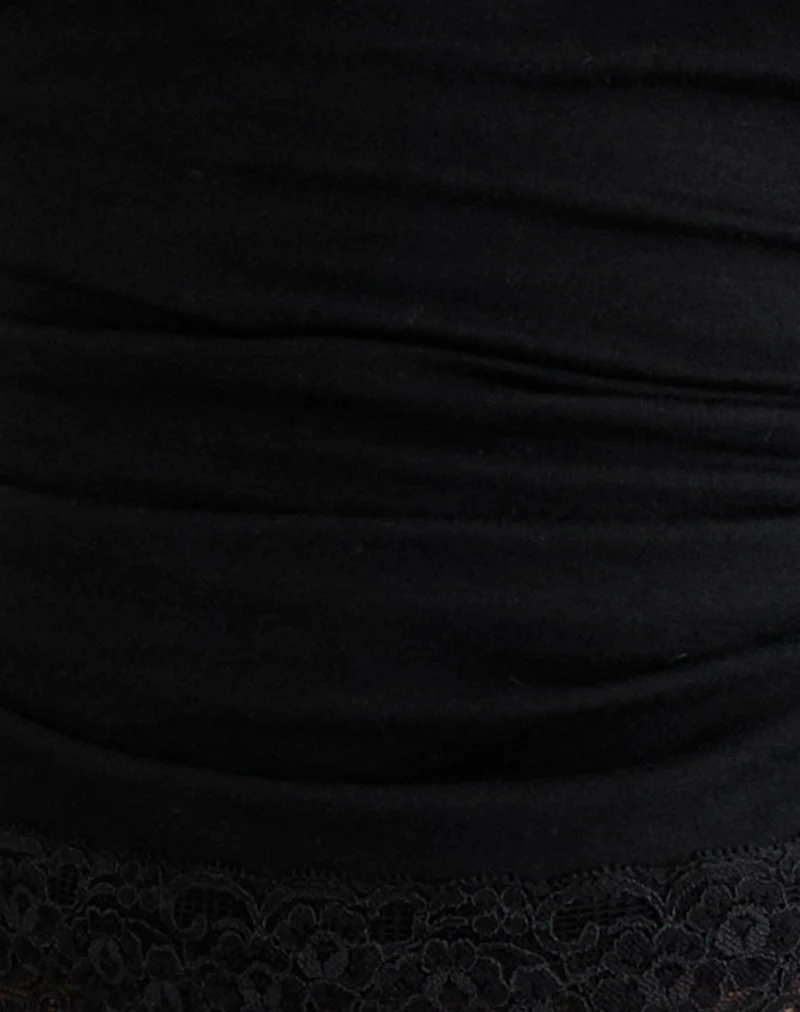Gomira Long Sleeve Top in Black with Lace Trim - Image 5