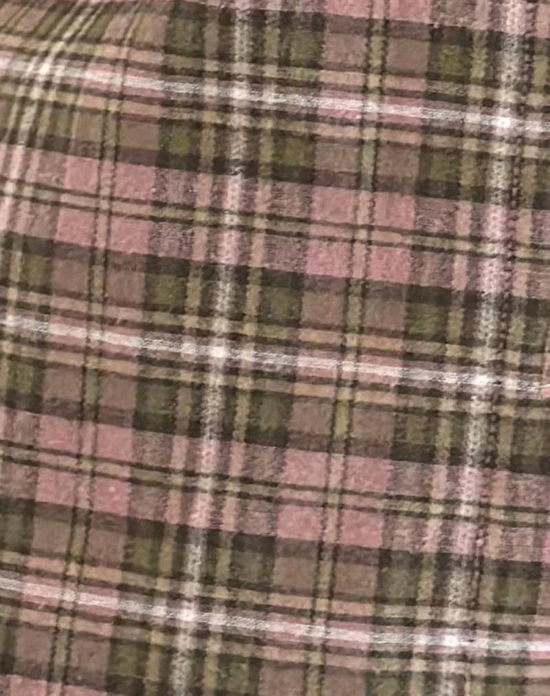 Gosanri Short Sleeve Shirt in Pink and Green Check - Image 6