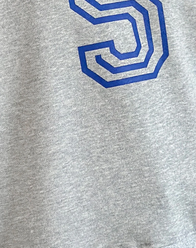 Govel Sweatshirt in Grey Marl with Cobalt Blue 5 Motif - Image 7