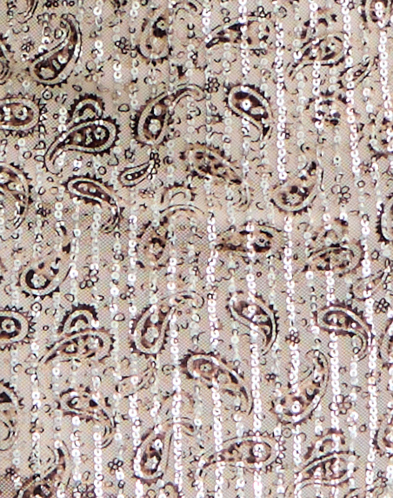 Govinda Mini Skirt in Paisley Sequin Gold - Image 6
