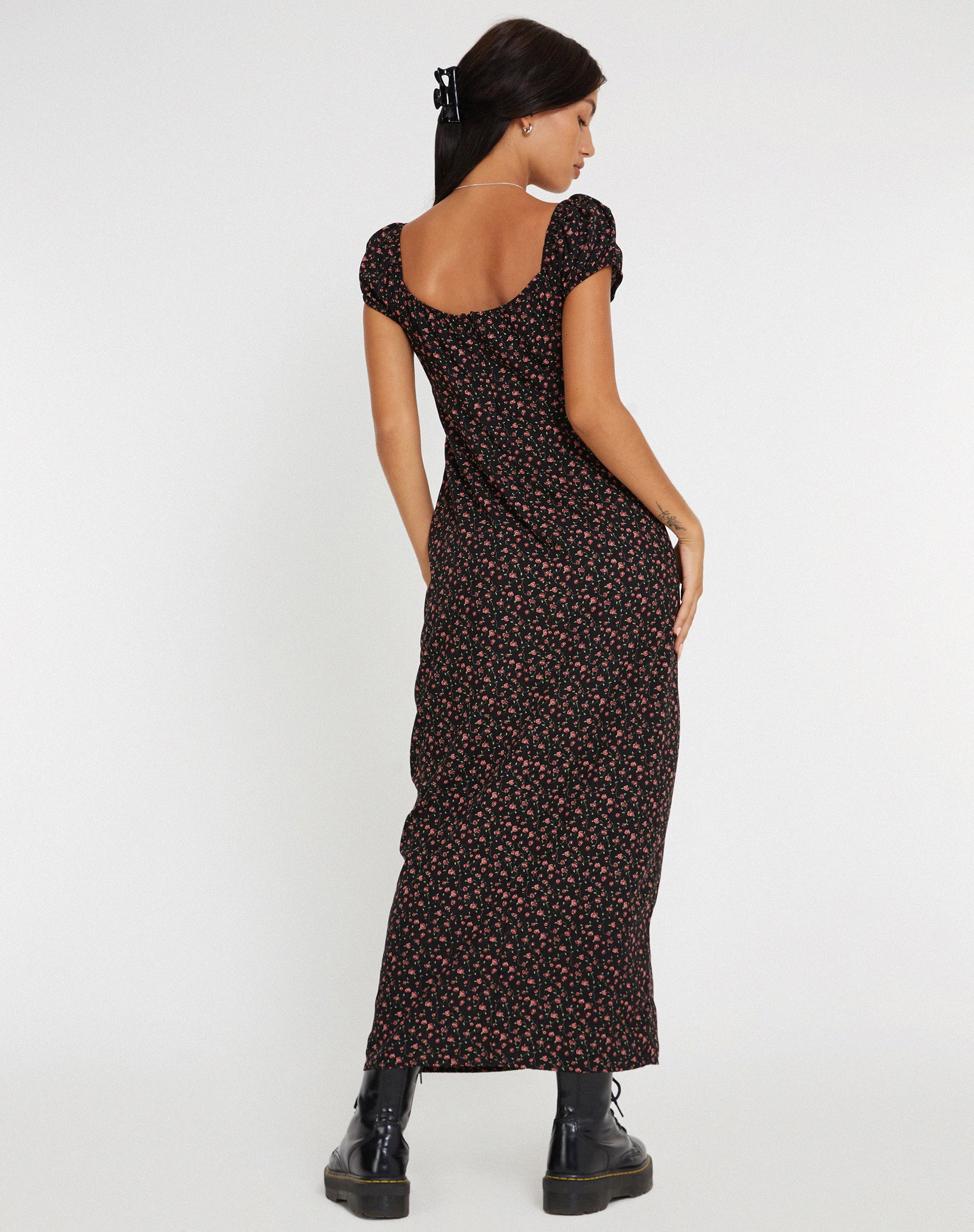 Grace Maxi Dress in Dark Pink Rose Black - Image 2