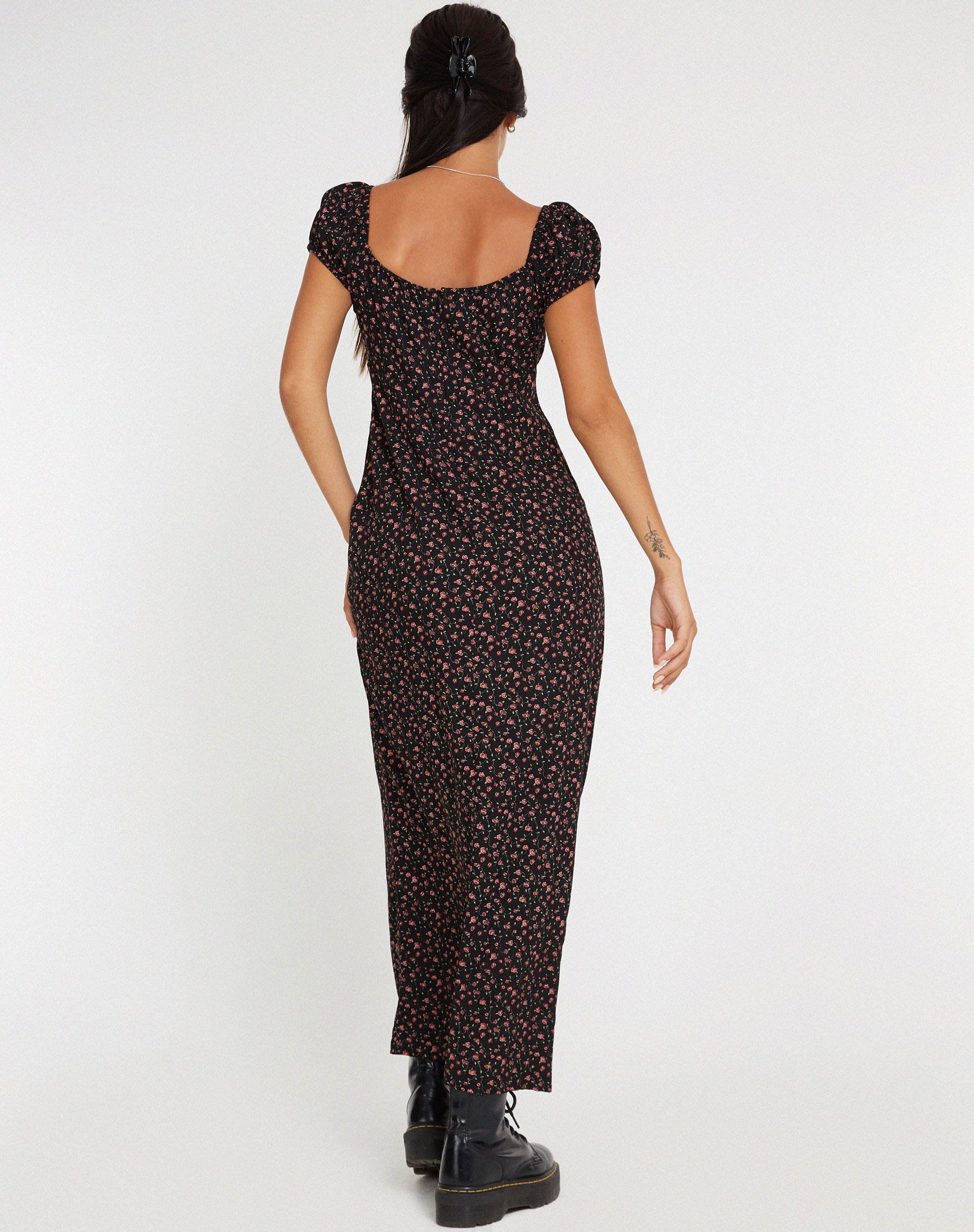 Grace Maxi Dress in Dark Pink Rose Black - Image 4
