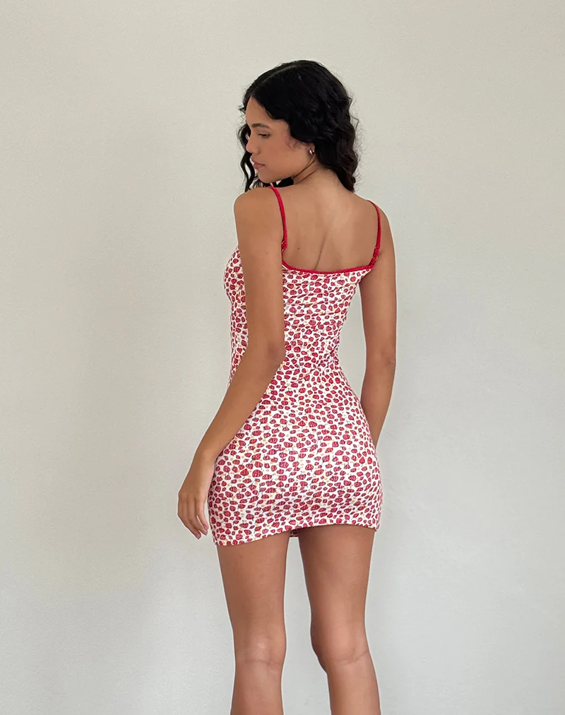 Gracias Mini Dress in Strawberry 2023 Print - Image 2