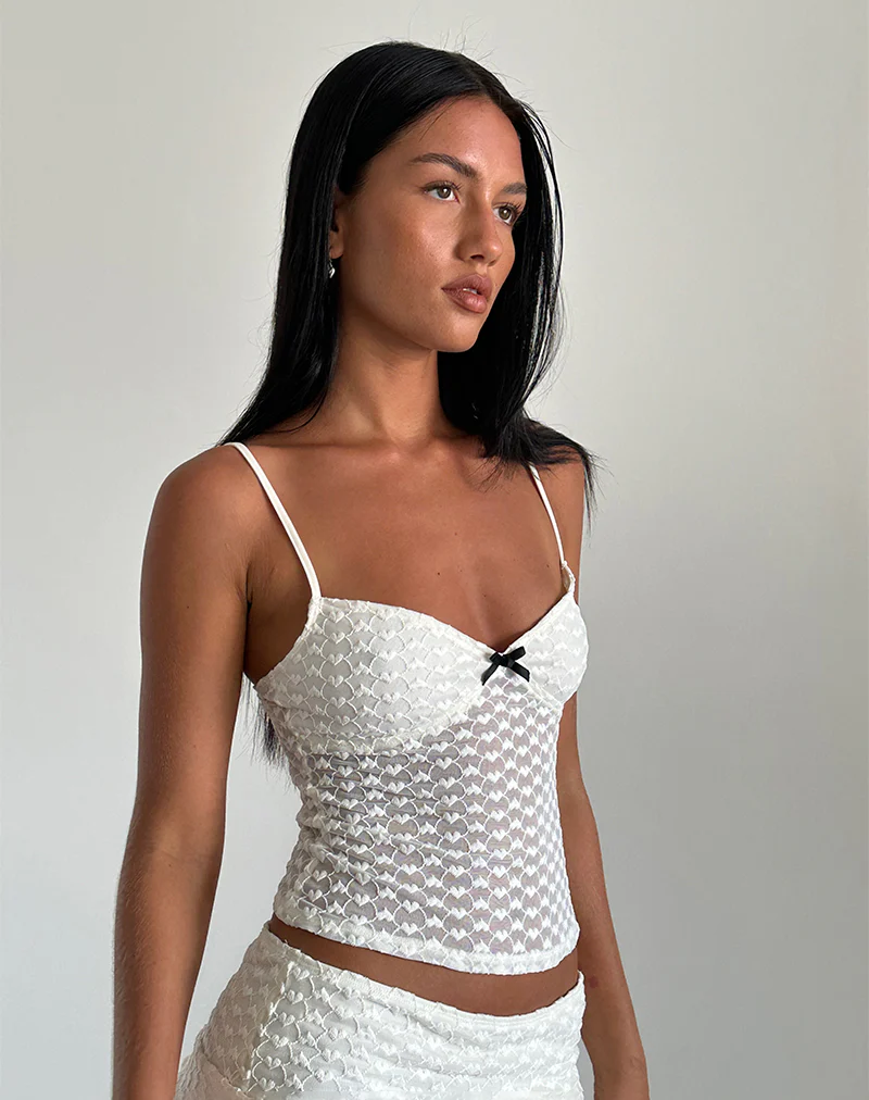 Grafika Cami Top in Ivory Heart Lace - Image 3