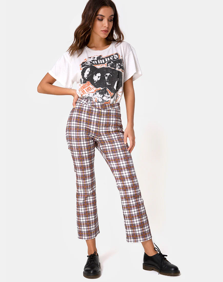 Grava Trouser in Grunge Check Purple - Image 4