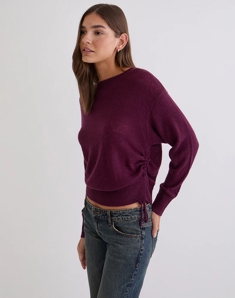 Grisha Long Sleeve Knit Top in Plum - Image 2