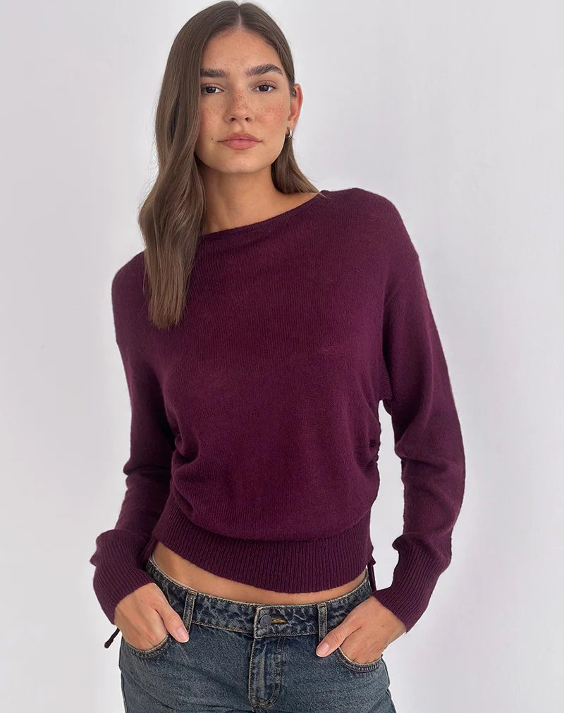 Grisha Long Sleeve Knit Top in Plum - Image 4
