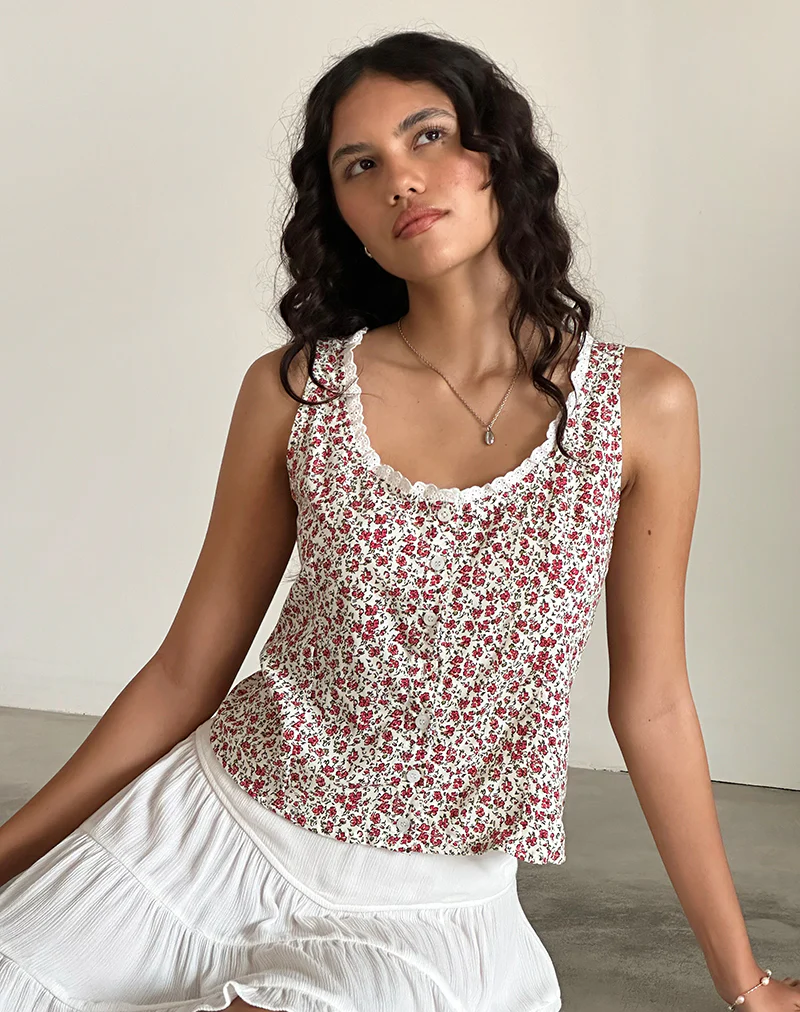Grodita Vest Top in Pretty Ditsy - Image 2