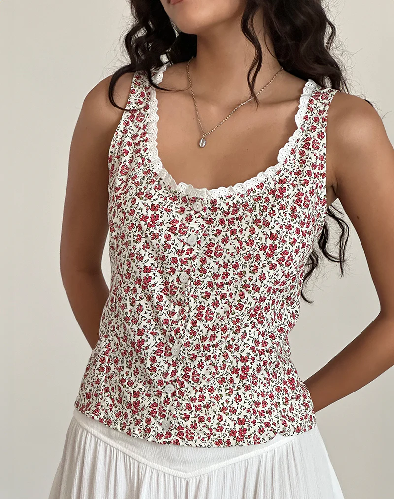 Grodita Vest Top in Pretty Ditsy - Image 4