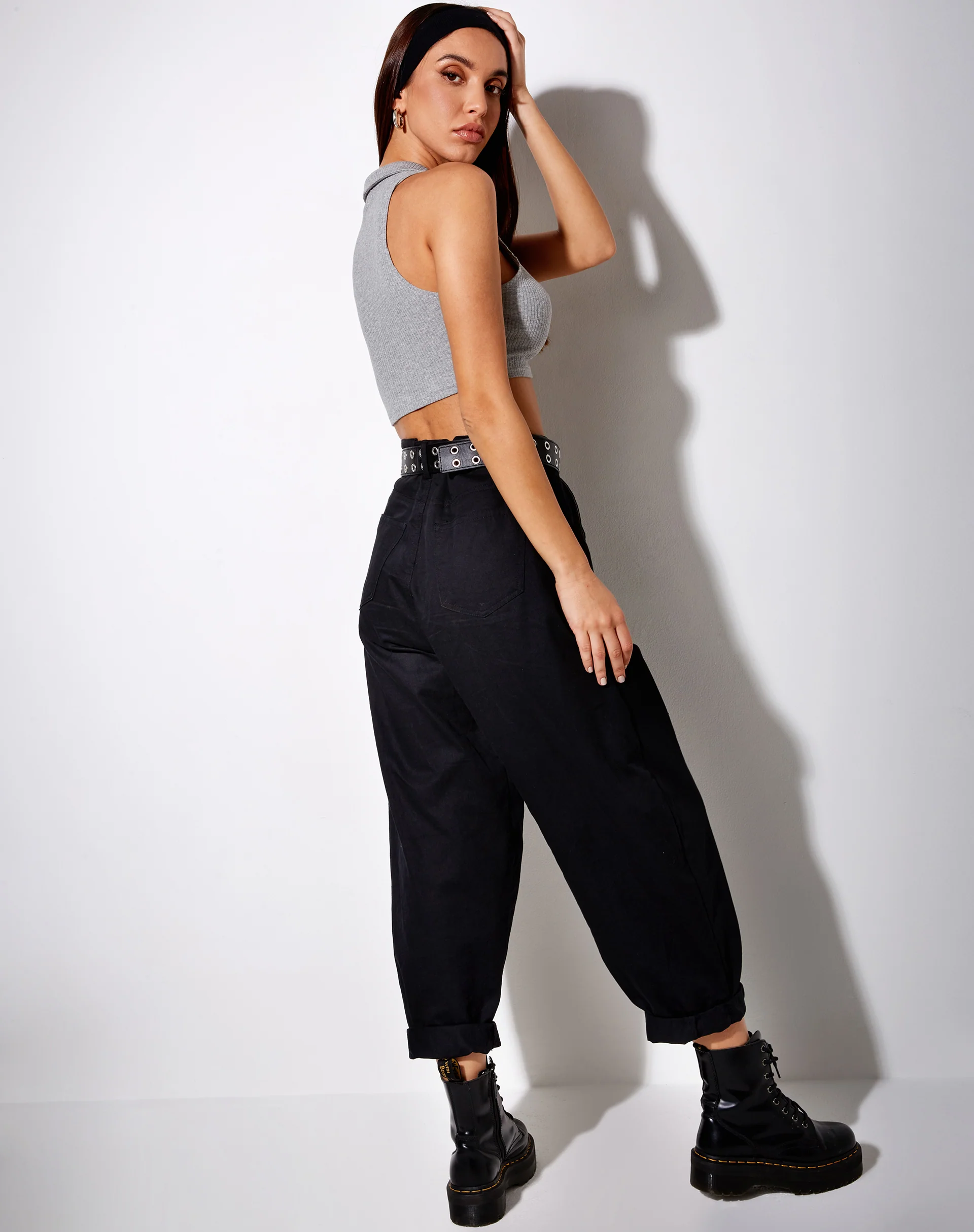 Guaco Crop Top in Rib Grey Marl - Image 4