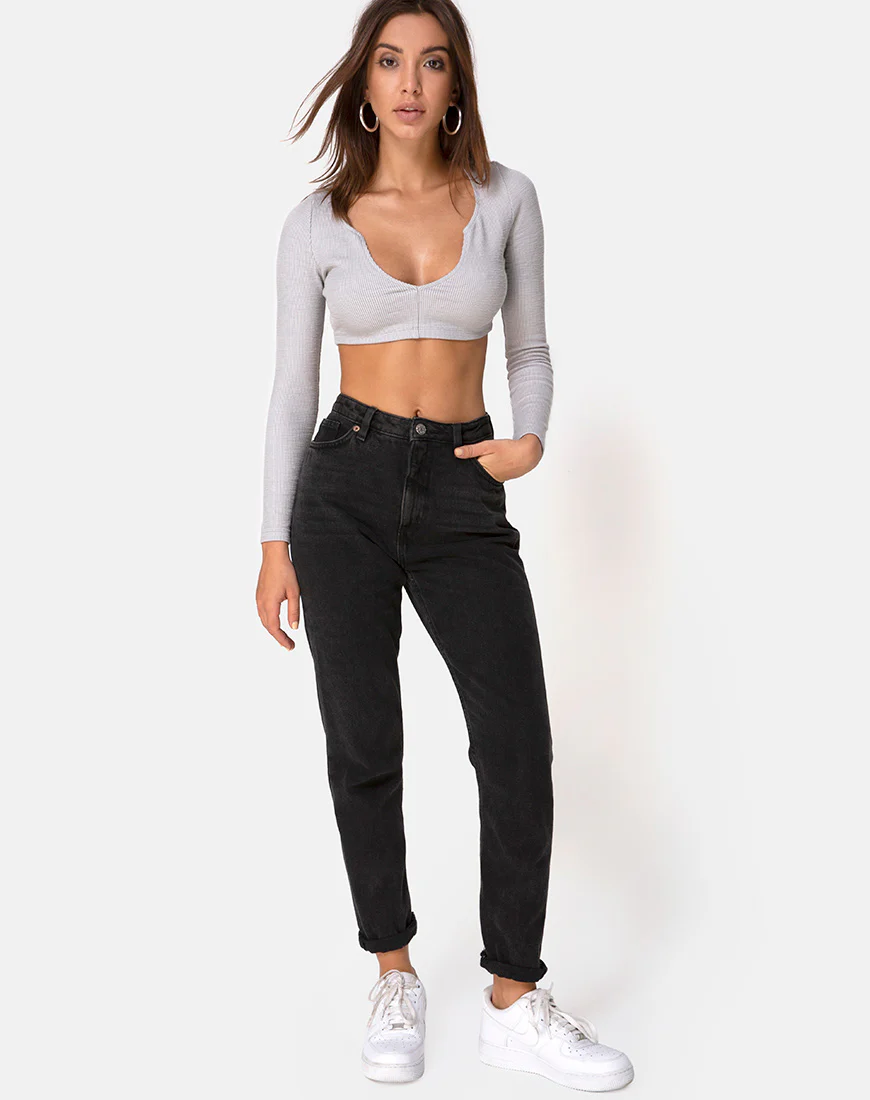 Guan Crop Top in Rib Grey - Image 3