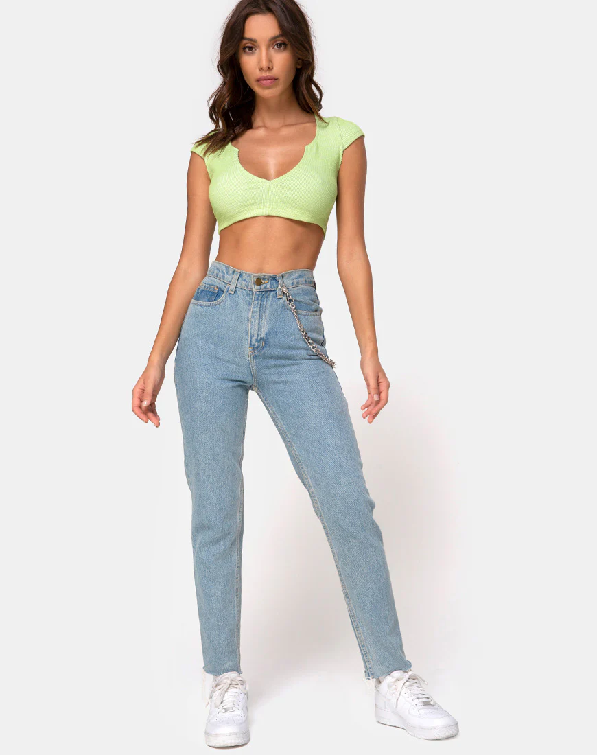 Guanna Crop Top in Rib Lime - Image 3