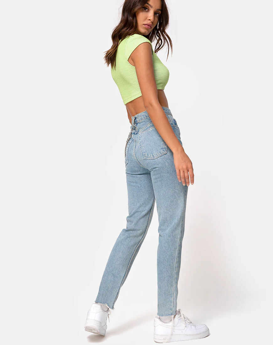 Guanna Crop Top in Rib Lime - Image 4