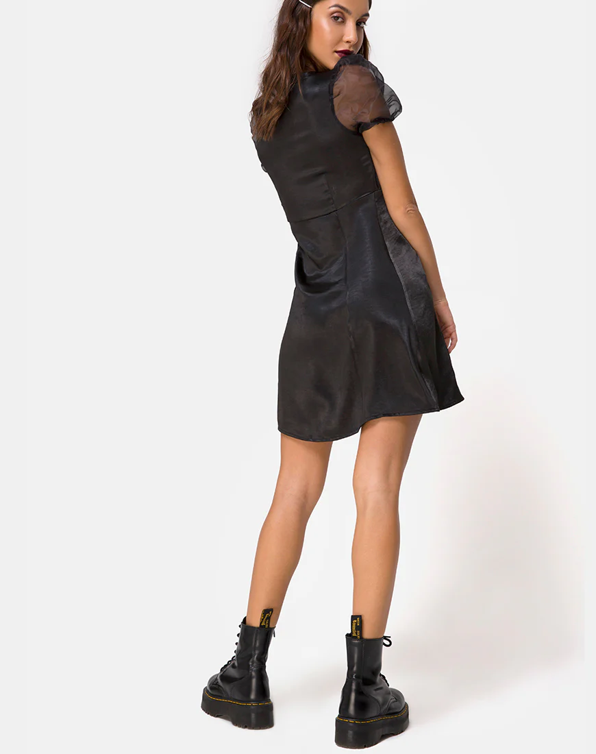 Guenelle Dress in Satin Black - Image 5
