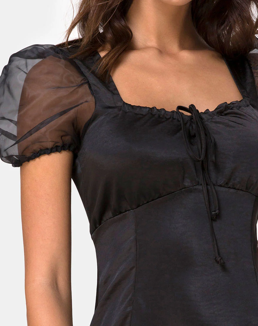 Guenelle Dress in Satin Black - Image 6