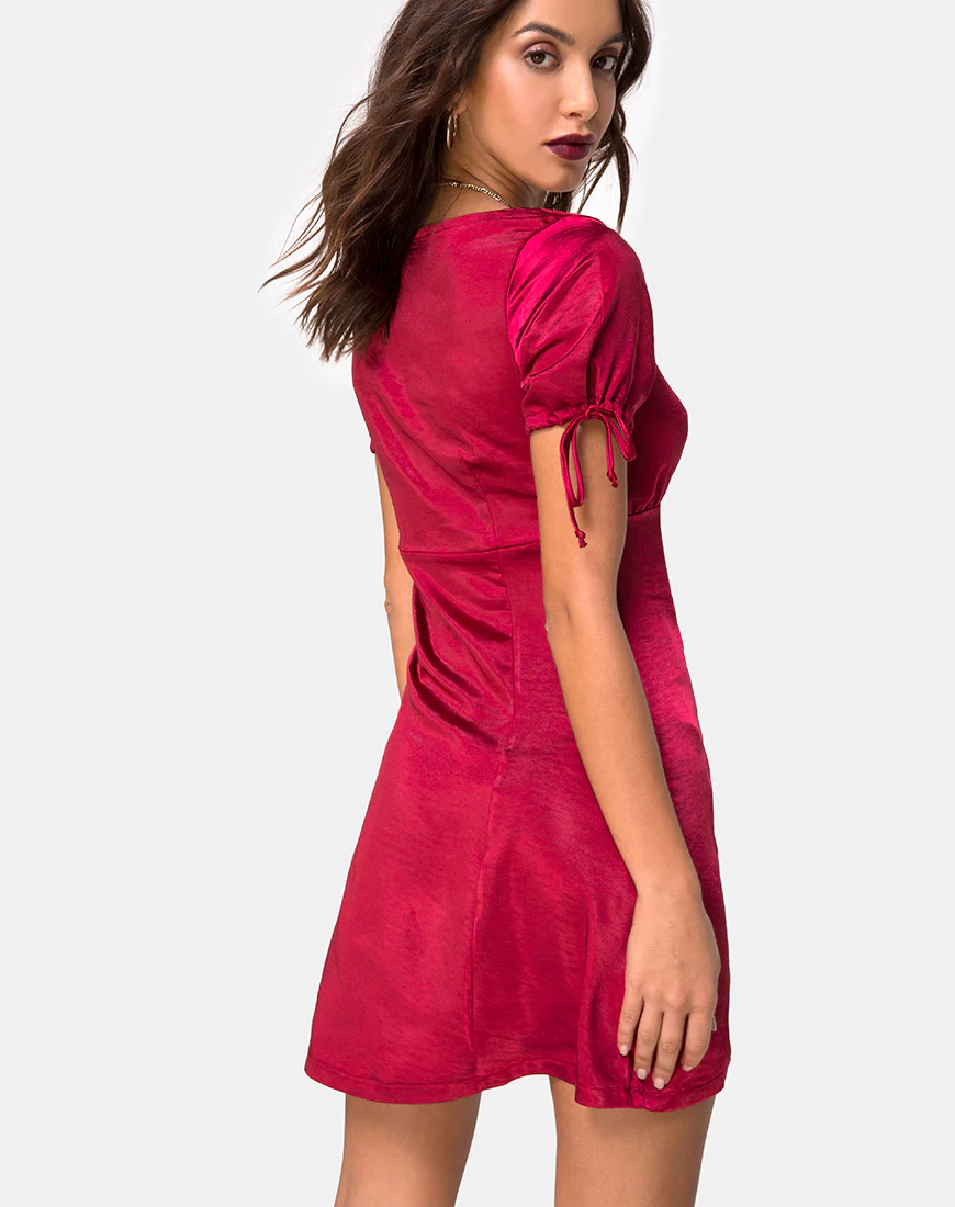 Guenette Dress in Satin Cherry - Image 2