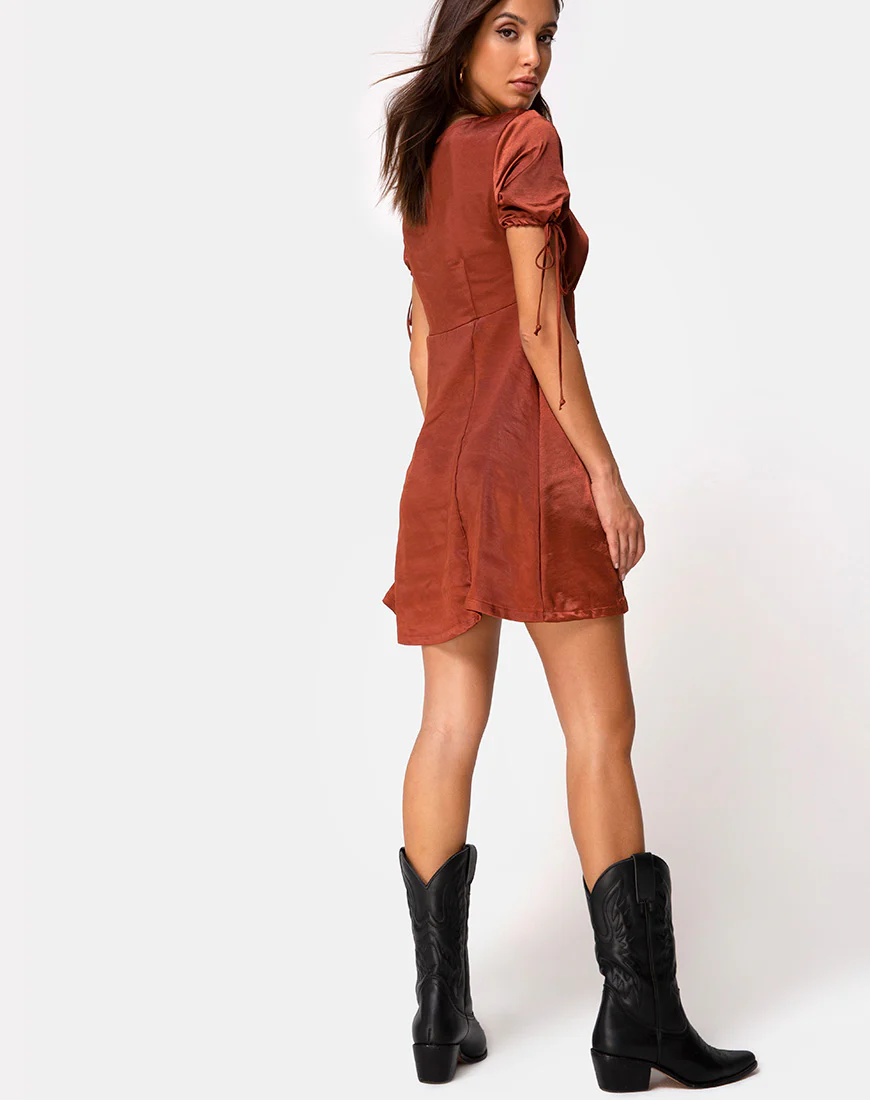Guenette Dress in Dark Rust - Image 4