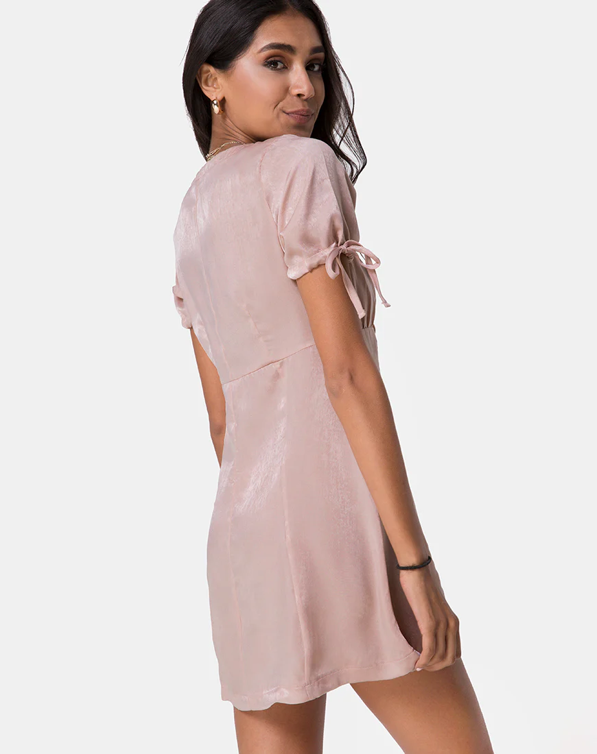 Guenette Dress in Satin Dusty Rose - Image 2