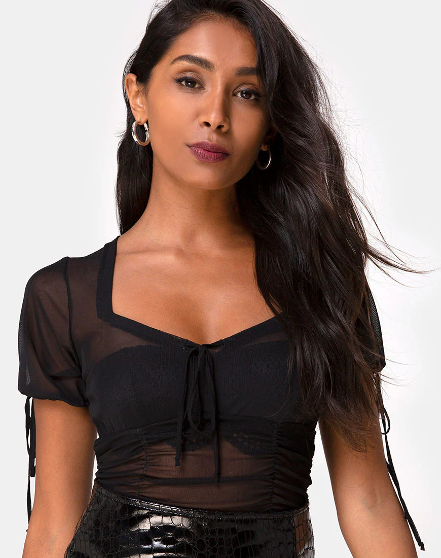 Guinevre Top in Black Net - Image 2