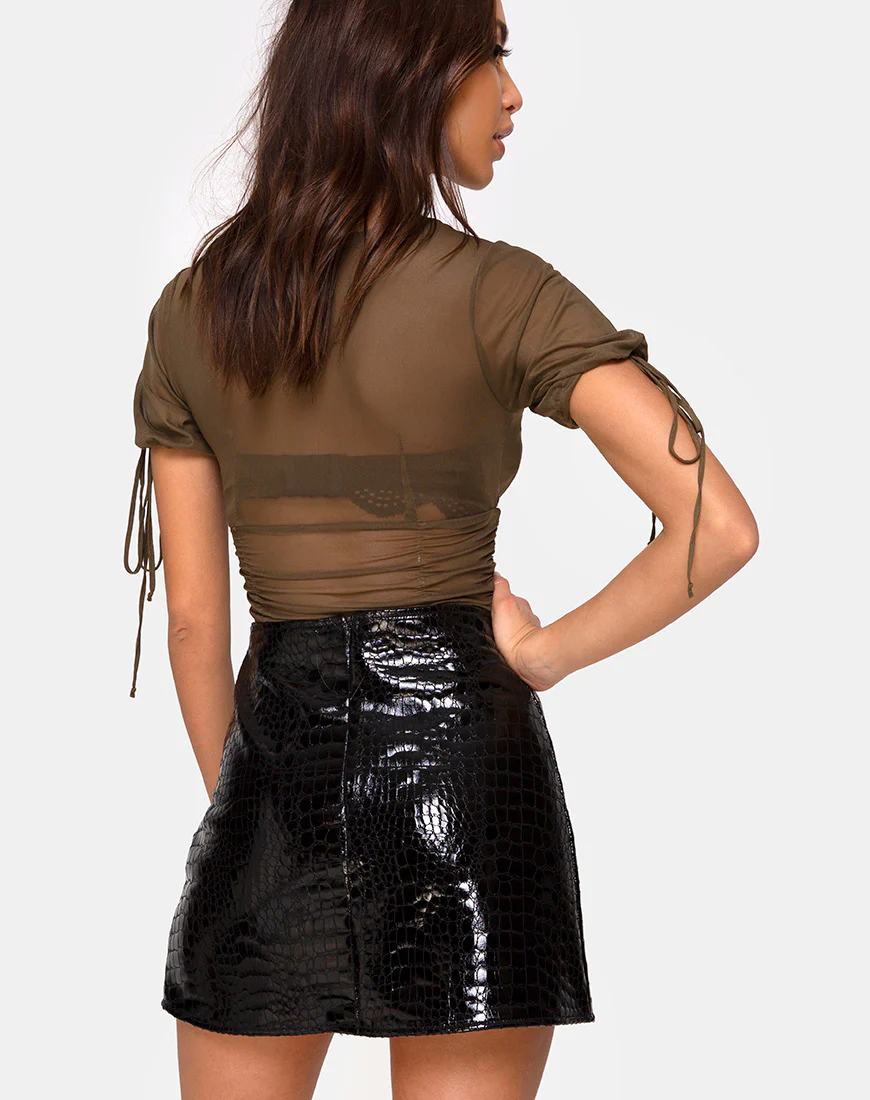 Guinevre Top in Olive Net - Image 2