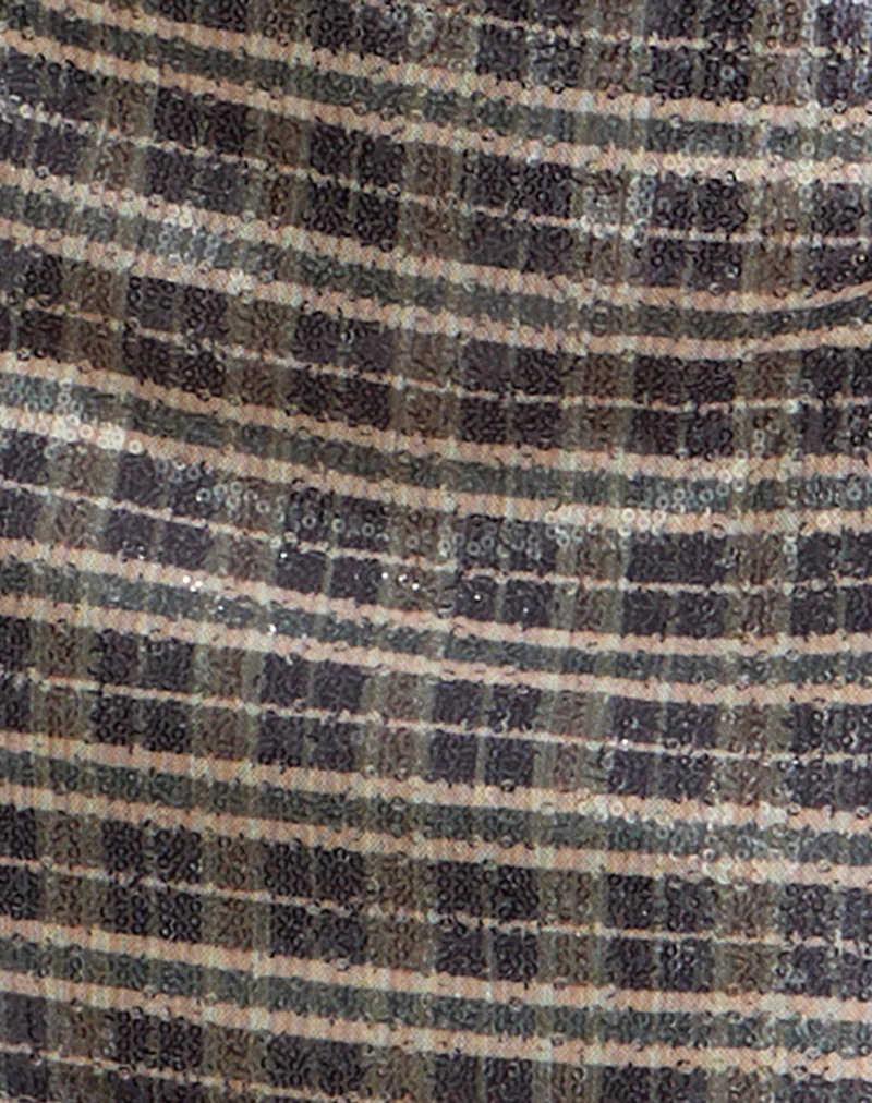 Guizio Mini Skirt in Sequin Vintage Check Brown - Image 6