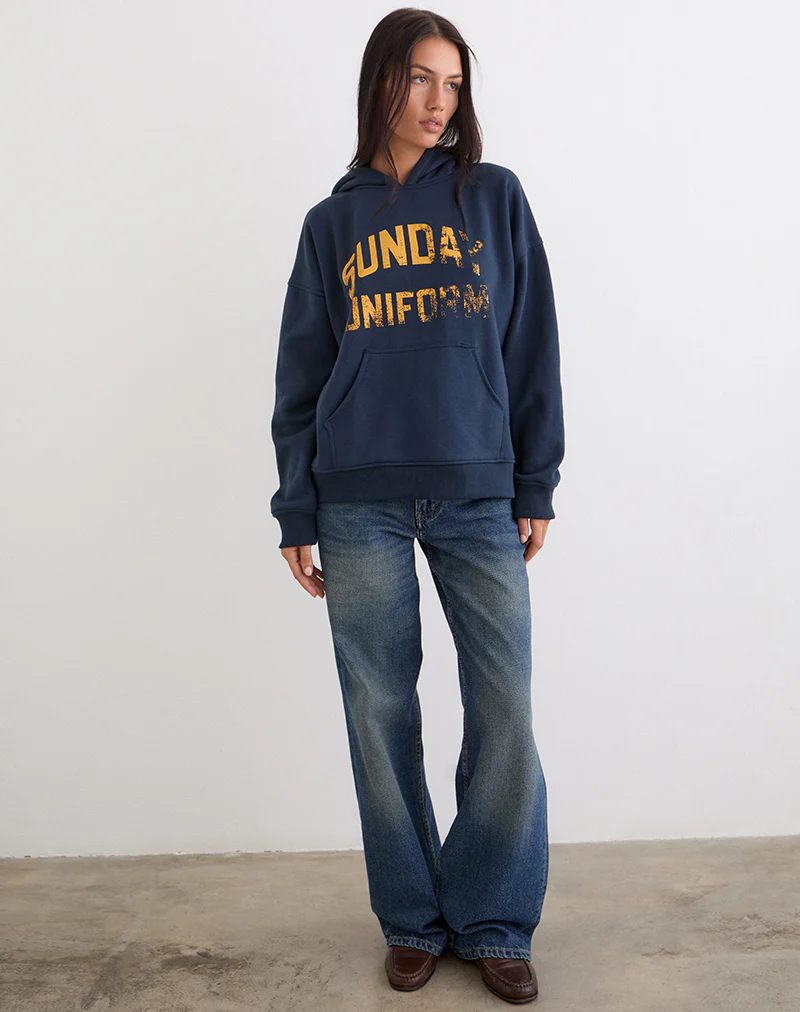 Guyton Hoodie in Navy with Sunday Uniform Graphic - Image 3