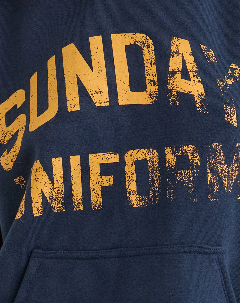 Guyton Hoodie in Navy with Sunday Uniform Graphic - Image 6