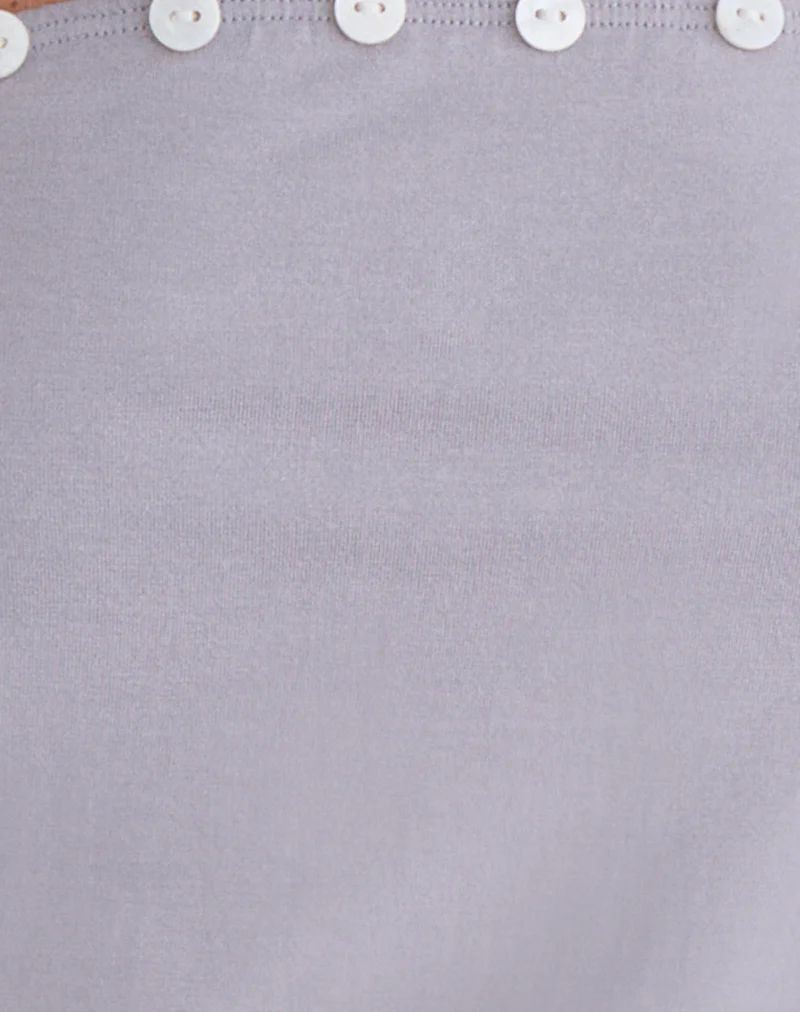Hagar Top in Lilac Grey with Pearl Button Trim - Image 6