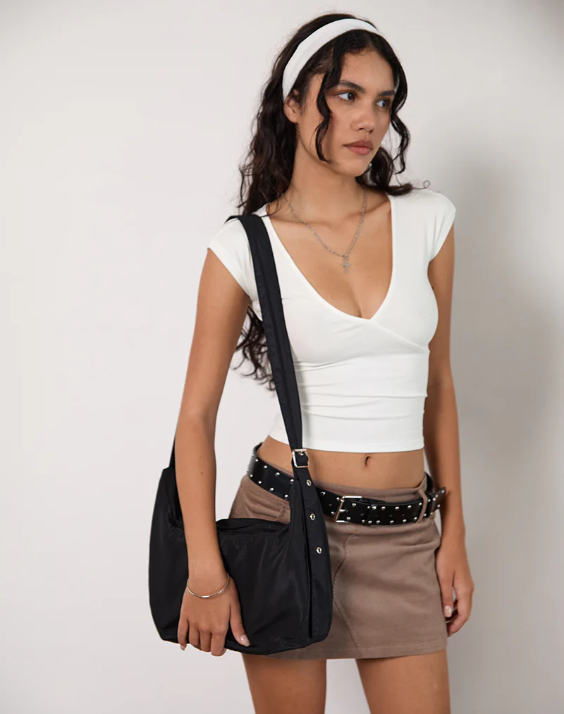 Hairband in Textured Chiffon White - Image 3
