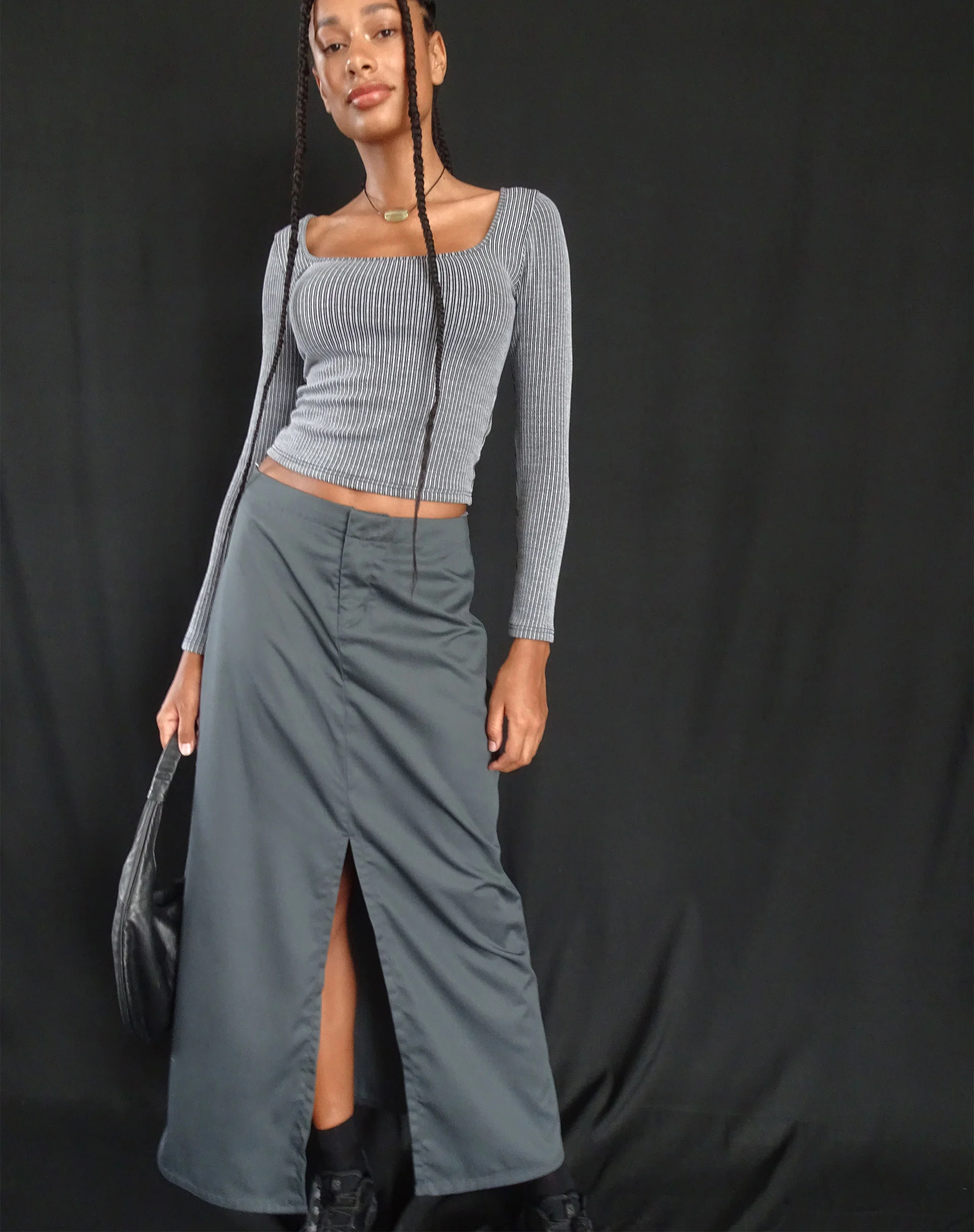 Haisley Maxi Cargo Skirt in Dark Grey - Image 5