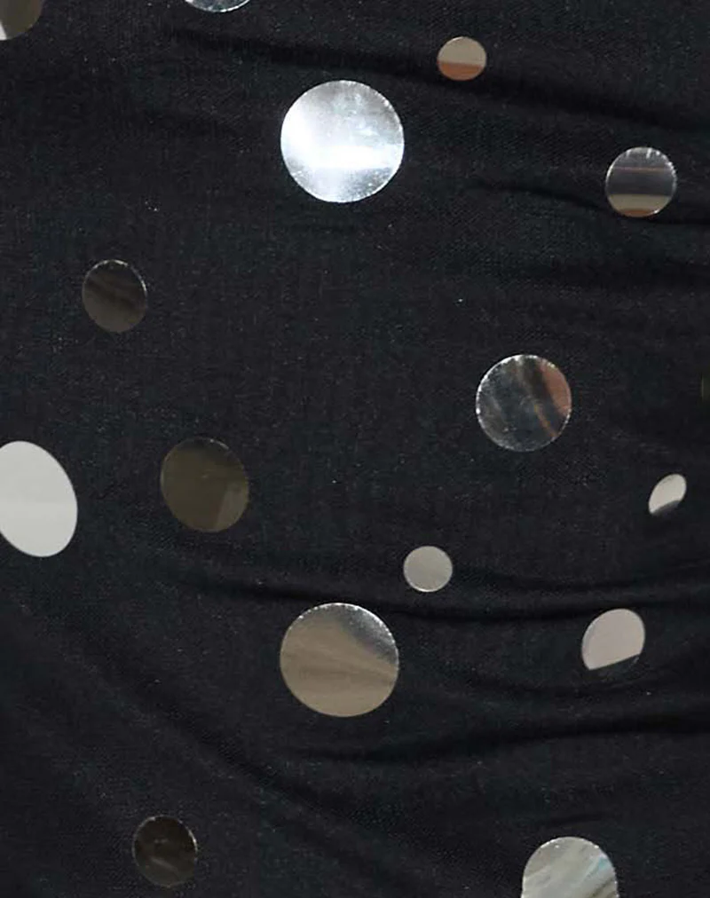 Hala Top in Black with Silver Polka Dot Foil - Image 6