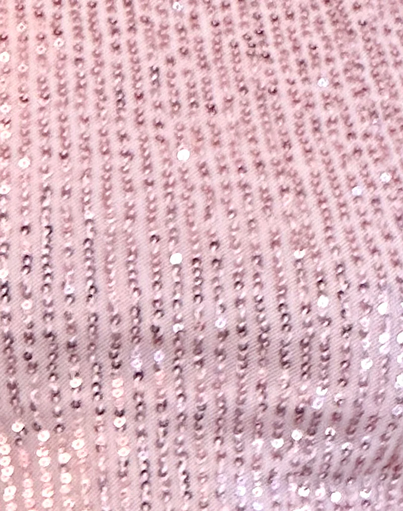 Hala Vest Top in Pink Mini Sequin - Image 5