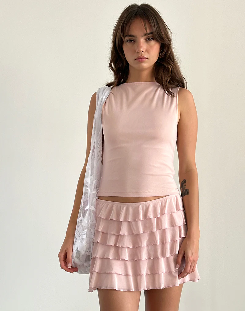 Hala Sleeveless Top in Peach Skin Mesh - Image 2
