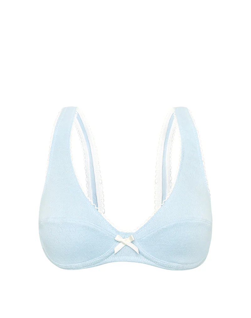 Halai Underwire Bra in Pointelle Blue with Bow - Image 7
