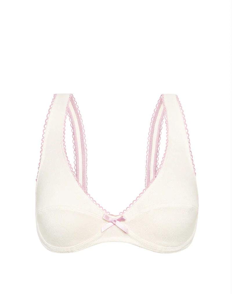 Halai Underwire Bra in Pointelle Ivory with Bow - Image 7