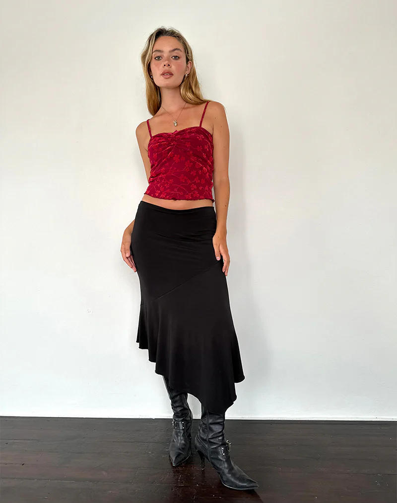 Hali Cami Top in Grunge Floral Flock Red - Image 5