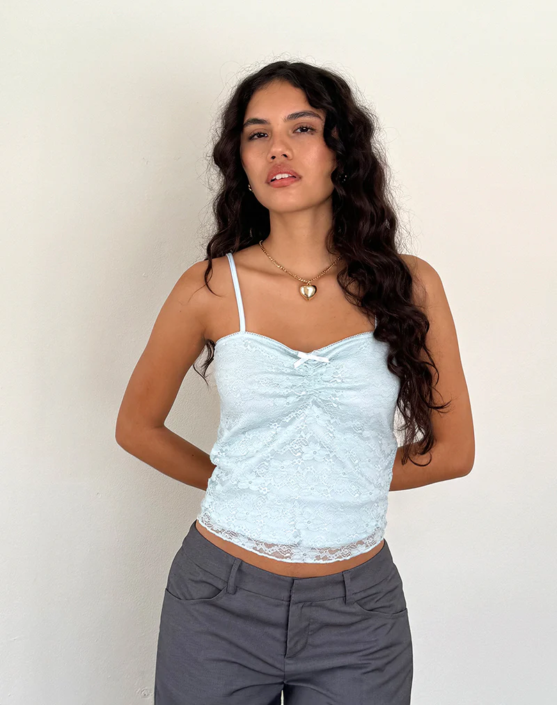 Hali Cami Top in Ice Blue Orchid Lace - Image 4