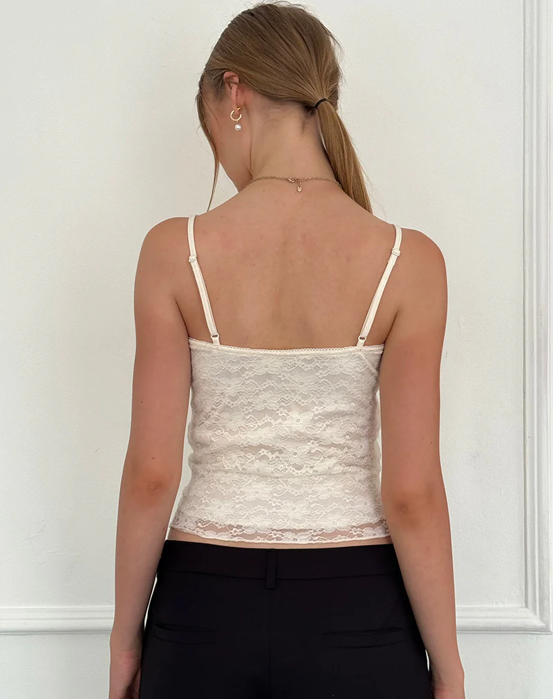 Hali Cami Top in Ivory Orchid Lace - Image 5