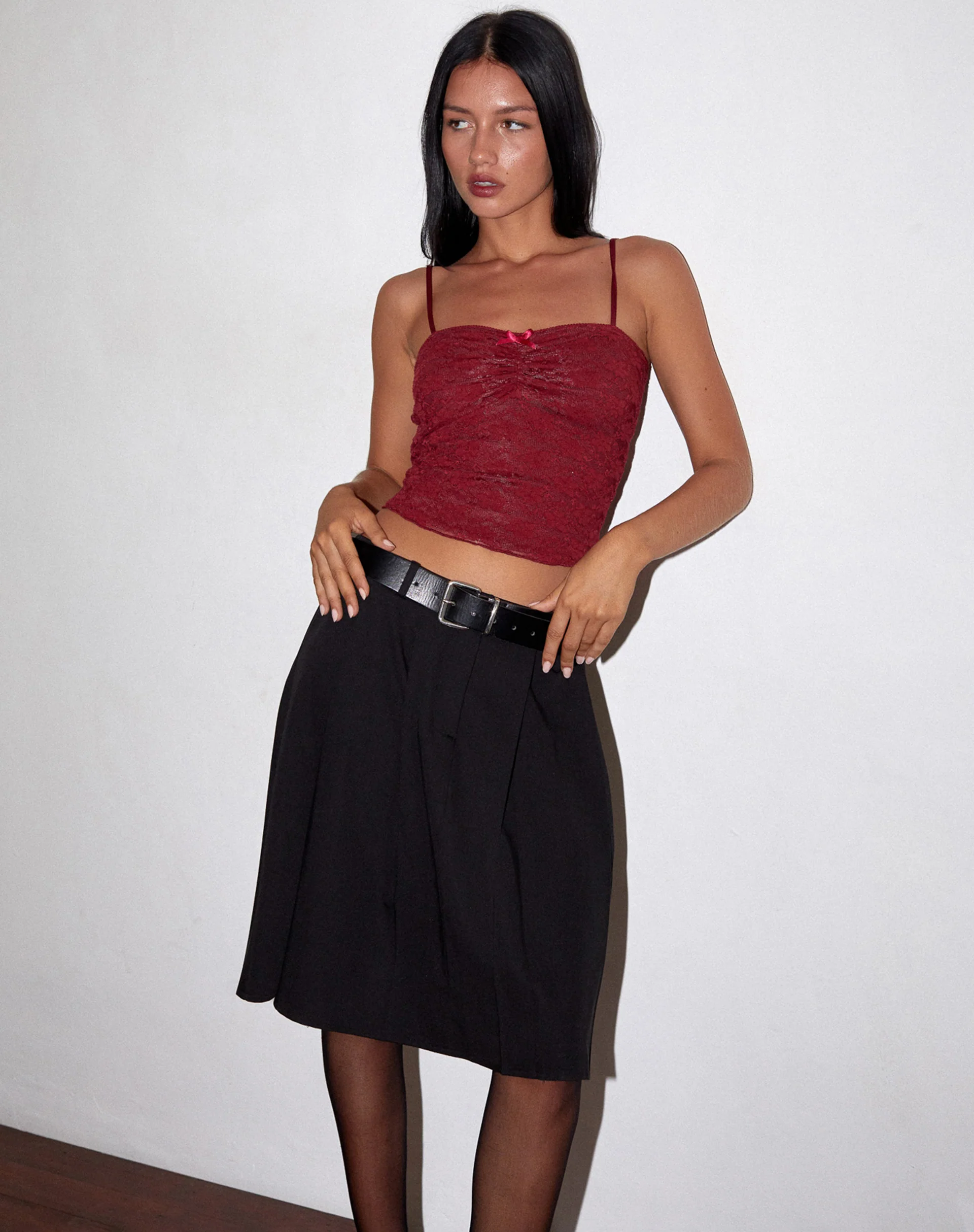 Hali Lace Cami Top in Maroon - Image 2