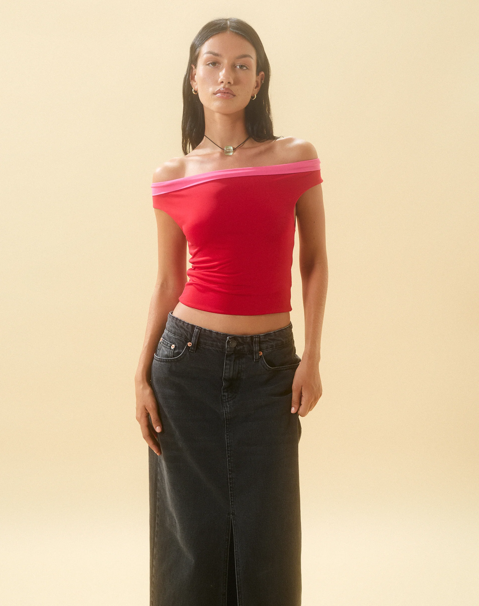 Halle Bardot Top in Red Pink - Image 3